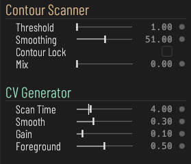Right-click a modulation dot to open the popup: choose a source, then drag Amount.